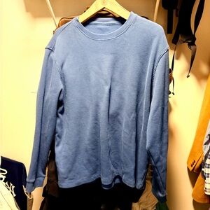 lululemon Men’s Cotton Blend Waffle Knit Long Sleeve Shirt - Blue Twill - Large